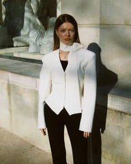 Tossy Elegant Female Striped Suit Coat For Women Scarf Lace-Up Patchwork V-Neck Long Sleeve Luxury Outwear Female Jackets Coat