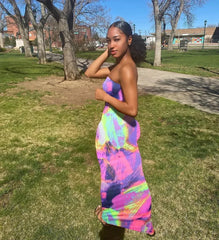 Spring And Summer Dresses For Women Chest Wrap Printed Off Shoulder Bandage Slim Sexy Long Dress 2023 New Fashion party MsChuh