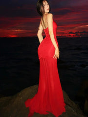 Weird Puss Sexy Hollow Maxi Dress Women Low-Neck Off Shoulder Backless Mesh See Through Hem Vacation Beach Party Elegant Outfits