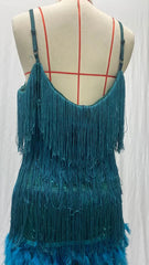 2024 Summer New Fashionable Framed Sequins Feather Patchwork Dress Colorful Amazon Direct Sales Women's Sleeveless Dress