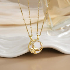 LATS New Stainless Steel Magnetic Sun Moon Couple Necklace Fashion Chain for Men and Women Good Friend Gifts Trend Jewelry