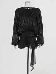 Women's A-Line Mini Dress with Long Sleeves & Empire Waist