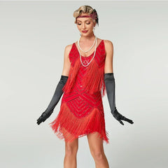1920s Flapper Dress - Sequin Beaded Gatsby Fringe Mini - Plus Size