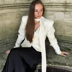 Tuularose Stripe Tailored Coat For Women Lace Up V Neck Long Sleeves Coat Female Fashion Elegant High-End Formal Tailored Coat