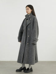 CHIC VEN Women Woolen Coats Loose Stand Collar Double-sided Overcoat Female Outerwear Office Ladies Clothing Autumn Winter 2024