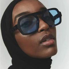 DOHOHDO 2025 Fashion Square Sunglasses Women New Retro Black Brown Thick Frame Pilot Sun Glasses Woman Chic Polygon Shades UV400