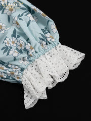 Clacive Summer Slim Print Women's Dress Fashion Slash Neck Short Sleeve Mini Dresses Elegant High Waist Patchwork Female Dress