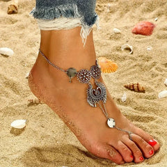 Boho Beaded Anklet for Women - Summer Beach Toe Bracelet, 22+5cm