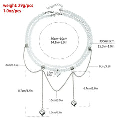 Fashion Heart Beaded Necklace for Women Boho Elegant Irregular Crystal Chain Y2K Choker Exquisite Party Gift Jewelry Accessories