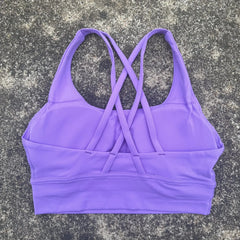 Solid Color Women Cross Fitness sport Bra soft high strength Tight Top Comprehensive Training Gym Yoga Underwear With Chest Pad