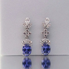 Women Marquise Pave with Oval Drop Earrings 1.5ct Moissanite PT950 Platinum - PT950 Dual-Shape Crafted, Marquise + Oval