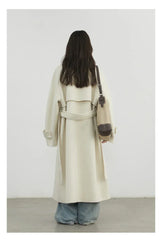 CHIC VEN Women Woolen Coats Loose Stand Collar Double-sided Overcoat Female Outerwear Office Ladies Clothing Autumn Winter 2024