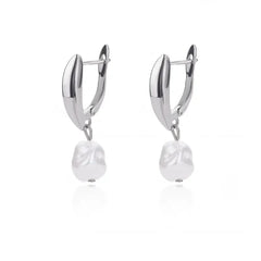 Circle Earrings For Women Vintage Punk Round Baroque Pearl Earrings Stainless Steel Circle Ear Clip Women Jewelry Gift Mujer