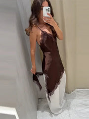 Women’s Asymmetrical Sling Dress - V-Neck Party Wear Spring 2025