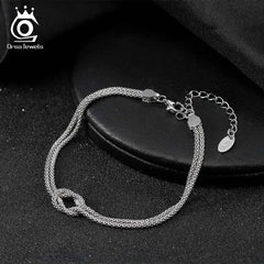 ORSA JEWELS Classic 14K Gold Double Layer Corn Chain Bracelet Fashion 925 Sterling Silver Bracelet for Women Party Jewelry SB196