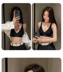 MOYISU Lingerie Women's Summer Traceless Small Bra Pull Together No Underwire Jelly Bar Soft Support Tuck Back Bra Cover