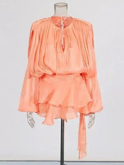 Women's A-Line Mini Dress with Long Sleeves & Empire Waist