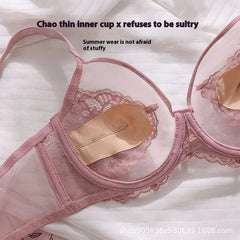 Lingerie Women's Thin BrasLace Full Cup BrasBeautifully Embroidered BrasAnti-SaggingUltra-Thin Bras
