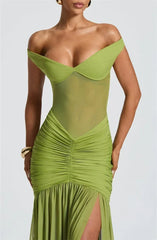 Mozision Off-shoulder Backless Sexy Maxi Dress Women Gown Halter Sleeveless Backless Thigh High Split Club Party Long Dress