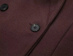 TRAF Women Fashion Solid Color Wool Lengthened Coat Elegant Warm Street Coat Autumn and Winter Retro Pocket Double-Breasted Coat