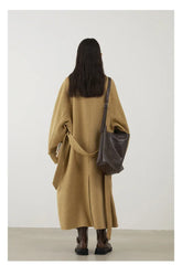 CHIC VEN Korean Women Woolen Coat Single Breasted Loose Stand Collar Belt Long Double-sided Ladies Overcoat Autumn Winter 2024