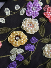 TWOTWINSTYLE Hit Color Spliced Appliques Fashion Blazers for Women Lapel Long Sleeves Patchwork Bead Temperament Blazer Female