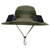 Outdoor Camping Fishing Hiking Sunscreen Fisherman Hat Solar Fan Cap Portable Solar Charging Cap With Fan For Unisex
