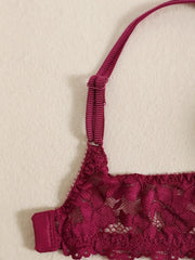 1 Set Elegant Lace Embroidery Breathable Fabric Lingerie Set Push-Up Bra Drop Waist Sheer Panty - Ultimate Valentine's Day