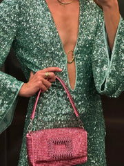 Sexy Hollow Out Mini Dress | Sequined Y2K Party Gown -femstylo