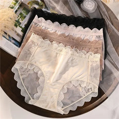 XL-3XL Big Size Women Lace Panties Summer Transparent Hollow Briefs Female Lingerie Sexy Underwear Breathable Underpants New