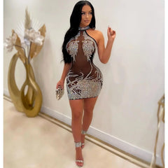 Sexy Summer Women Clothing Mesh Lace Embroidery Nightclub Ladies Dress One-piece Short Skirt Urban Style Elegant Commuting Style