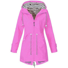 Womens Waterproof Raincoat Casual Basic Outdoors Trench Lightweight Drawstring Jackets Hiking Clothes for Women