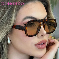 DOHOHDO 2025 Fashion Square Sunglasses Women New Retro Black Brown Thick Frame Pilot Sun Glasses Woman Chic Polygon Shades UV400