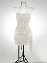 TARUXY Sexy Lace See-through Patchwork Corset Dress Female Bodycon Elegant Party MIrrgualr Mini Dress Women Tube Top Dress New