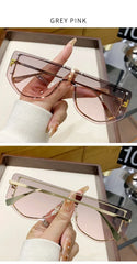 Sunglasses Integrated Frame High-end Frameless New Sunglasses Metal Polygonal Fashion Glasses 90288
