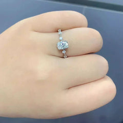 IGOTOS 1CT Oval Cut Moissanite Engagement Ring with Certificate Pass Diamond Test 925 Sterling Silver Wedding Bands Fine Jewelry