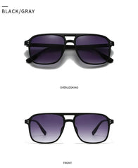 SO&EI Fashion Double Bridges Square Rivets Women Sunglasses Retro Men Gradient Shades UV400 Sun Glasses