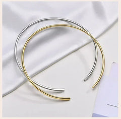 Choker Neck Cuff for Women, Open Collar Choker Torques Necklace Adjustable ,Simple Stainless Steel Jewelry