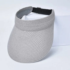 Spring and Summer Women's Outdoor Sunshade Straw Hat Fashion Empty Top Duck Tongue Hat Big Brim Cap G37