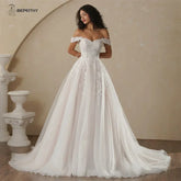 Boho Champagne Wedding Dress | Custom A-Line Bridal Gown -femstylo