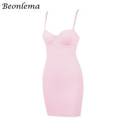 Short Bodycon Dress Backless Skinny Straps Solid Casual Sexy Sleeveless Summer High Waist Club Slim Mini Dresses Ladies Basic