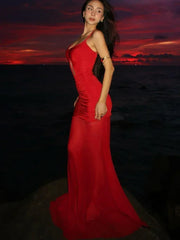 Weird Puss Sexy Hollow Maxi Dress Women Low-Neck Off Shoulder Backless Mesh See Through Hem Vacation Beach Party Elegant Outfits