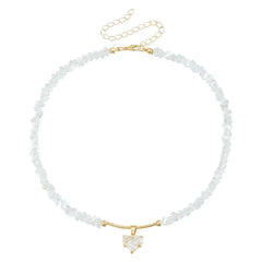 Fashion Heart Beaded Necklace for Women Boho Elegant Irregular Crystal Chain Y2K Choker Exquisite Party Gift Jewelry Accessories