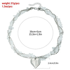 Fashion Heart Beaded Necklace for Women Boho Elegant Irregular Crystal Chain Y2K Choker Exquisite Party Gift Jewelry Accessories