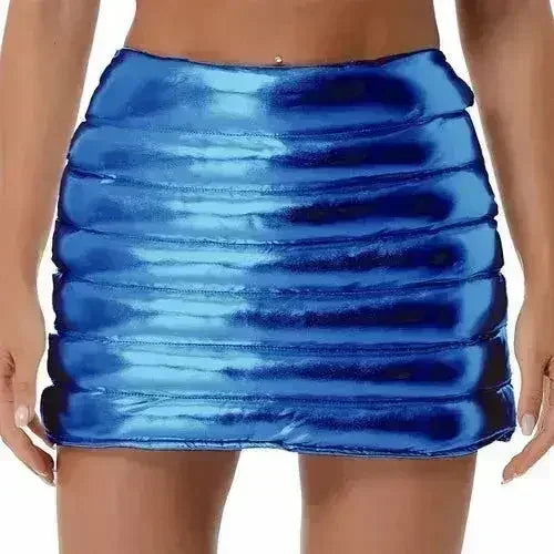 Womens Metallic Shiny Skirts Winter Warm A-Line Mini Skirt - Femstylo