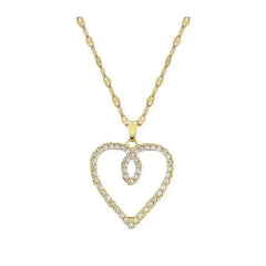 Trendy Heart Stainless Steel Zirconia Necklaces For Women Girls Love Gold Color Metal Necklace Party Birthday Daily Jewelry