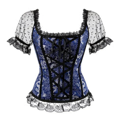 Fashion Princess Style Women Lingerie Bodyshaper Bridal Corset Bustier Tops For Women Short-Sleeve Lace Up Corselet Plus Size