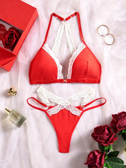New Red Summer Sujetadores Lingerie Woman Lace Transparent Underwear Fairy Brief Sets Delicate Bra Kit Push Up Breves Sets