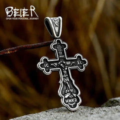 Beier 2022 New Creative Design Jesus Cross Pendant For Men Punk Hip Hop Skull Christian Jewelry Wholesale