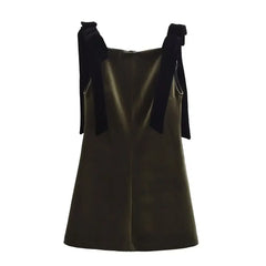 TFMLN Autumn New Women Dress 2024 Slim Chic Sleeveless Dress Bow Casual Mini Frock Female Fashion Elegant Short Party Dress